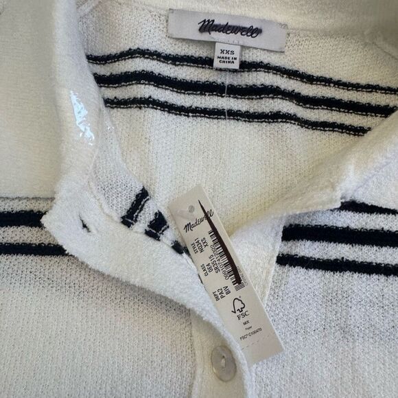 $75 Madewell Polo Sweater Tee in Stripe size XXS - Picture 4 of 5